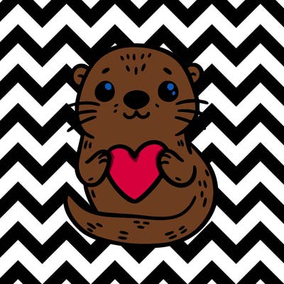 otter with a heart