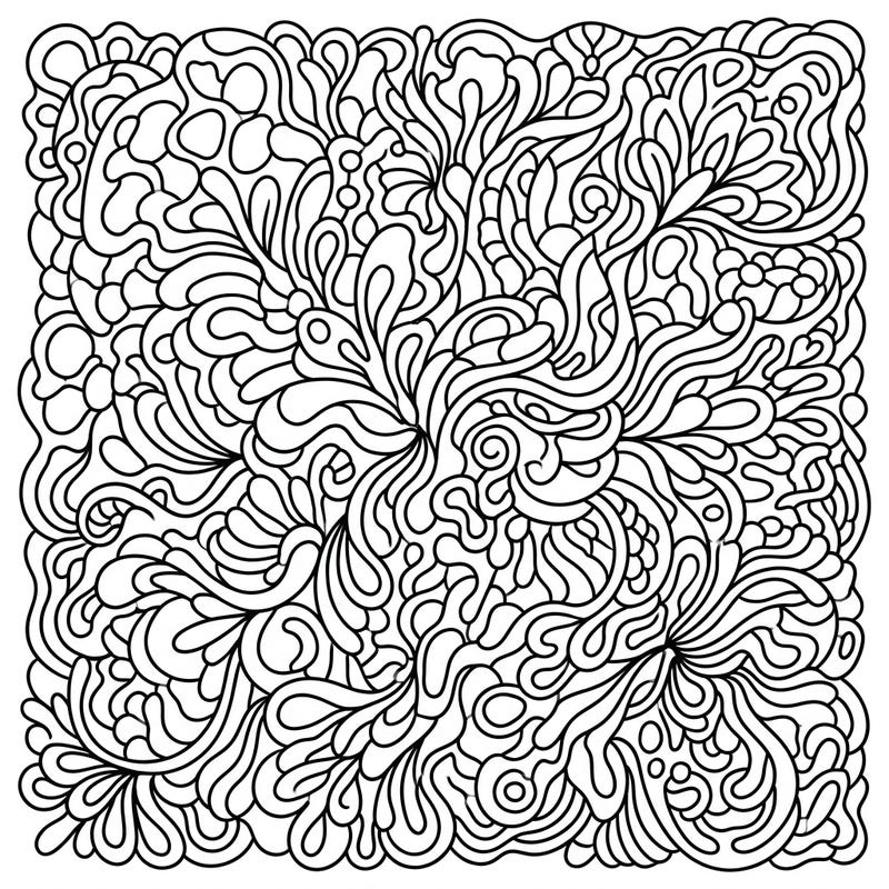 Explore the mesmerizing beauty of fluid designs with this Abstract Organic Shapes coloring page. Its intricate patterns offer a unique and relaxing artistic experience for all ages.