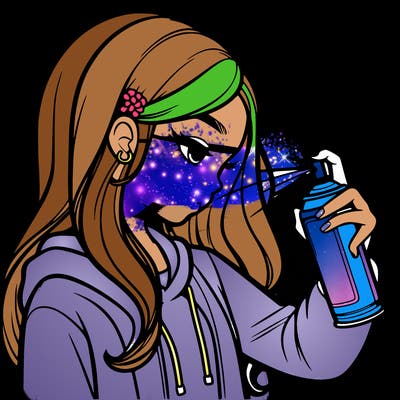 a realistic girl spray painting