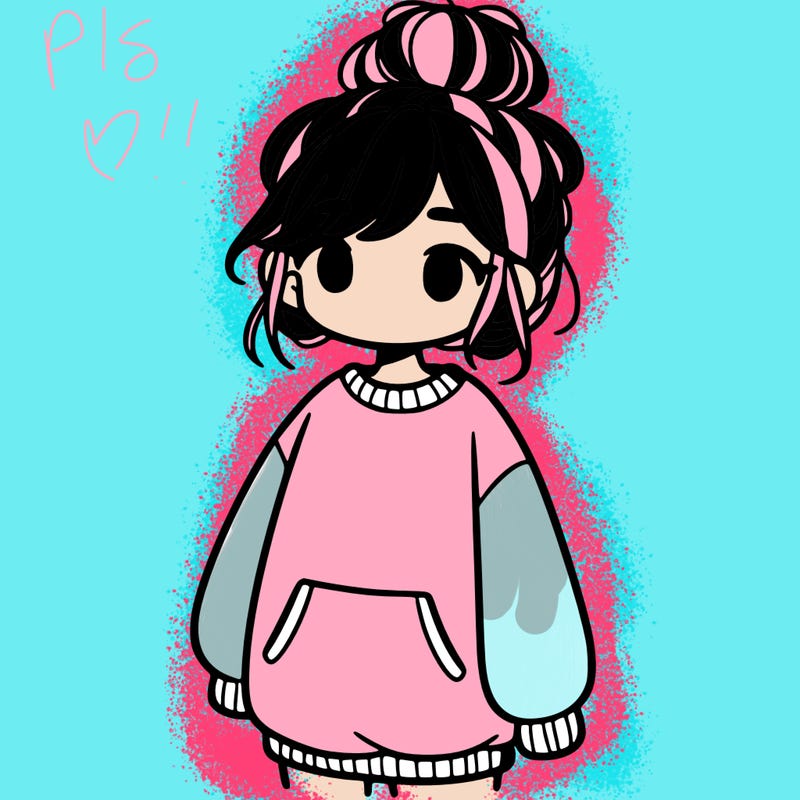 girl with baggy sweatshirt and messy bun