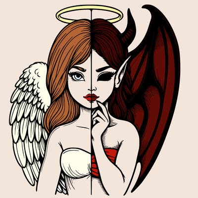 realistic angel half demon