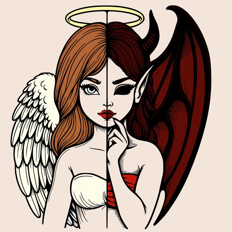 realistic angel half demon