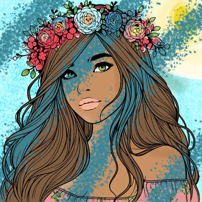 realistic girl with flower crown