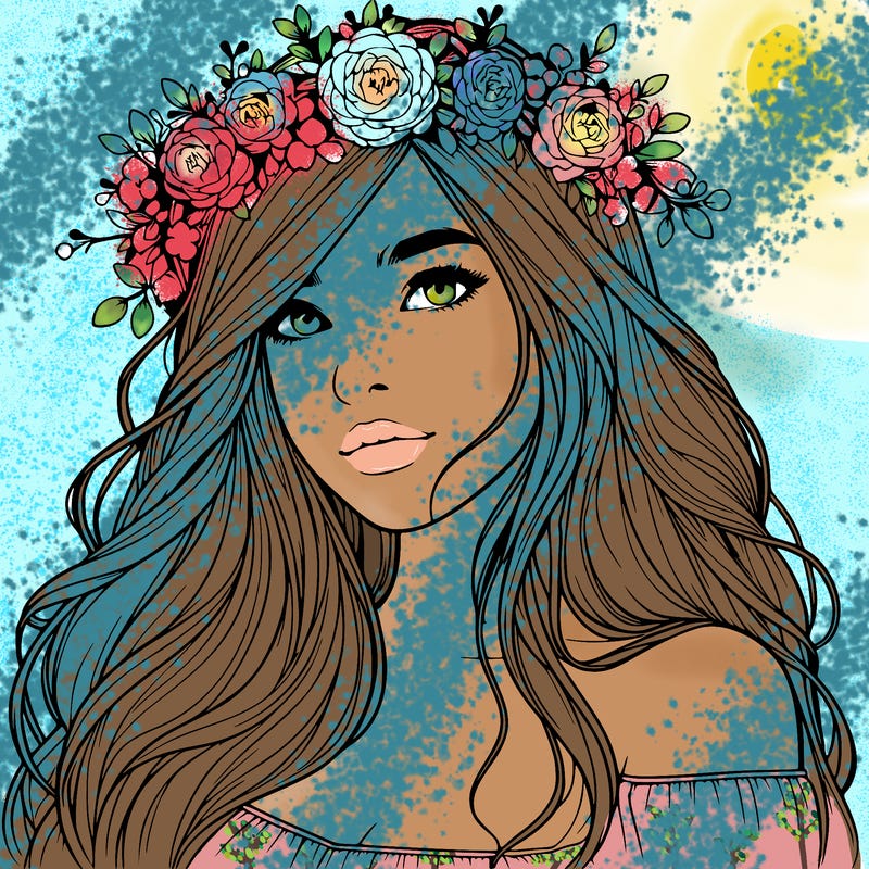 realistic girl with flower crown