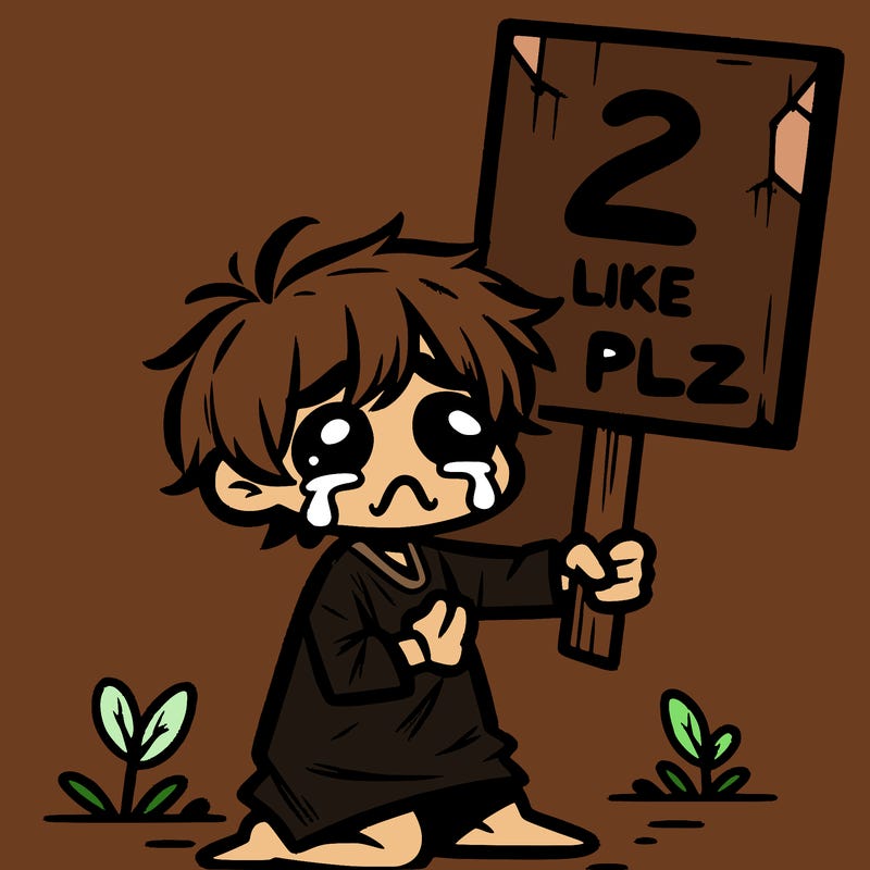small poor toddler crying with sign that says 2 like plz