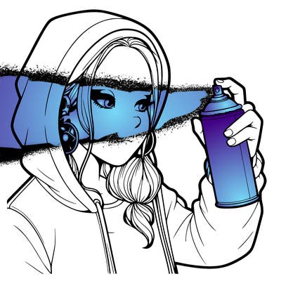 a realistic girl, spray painting