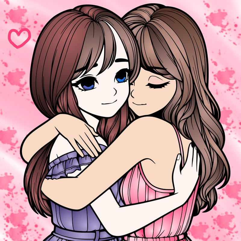 realistic girls hugging