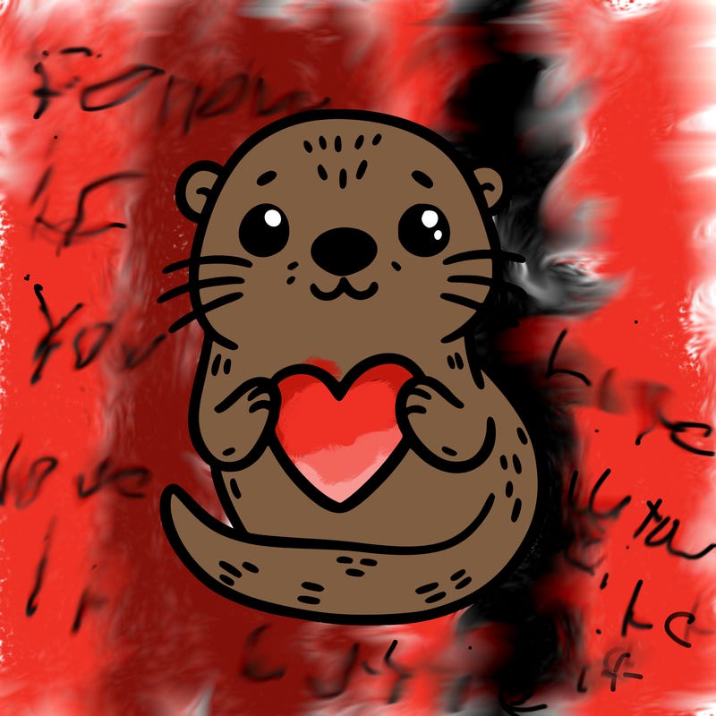otter with a heart