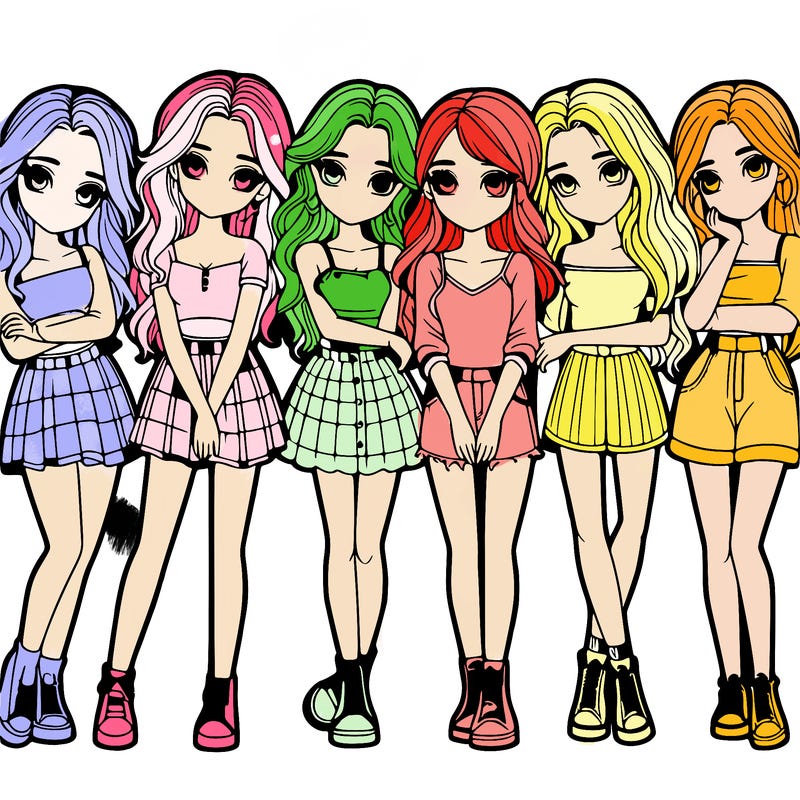 a group of girls realistic