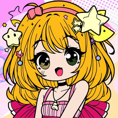 cute anime girl with star accessories