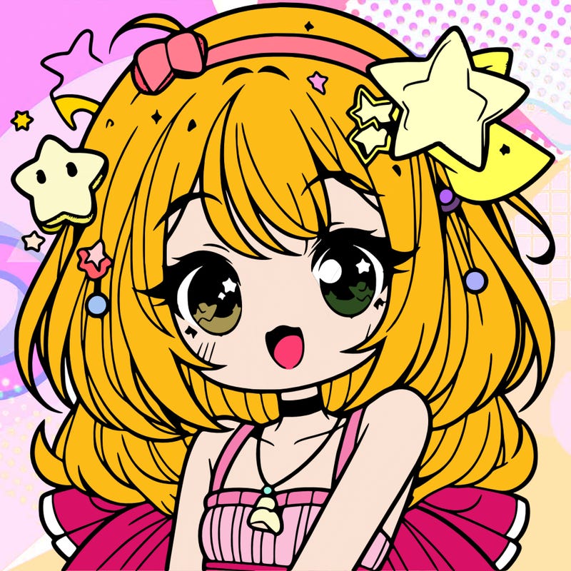 cute anime girl with star accessories