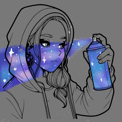 a realistic girl, spray painting