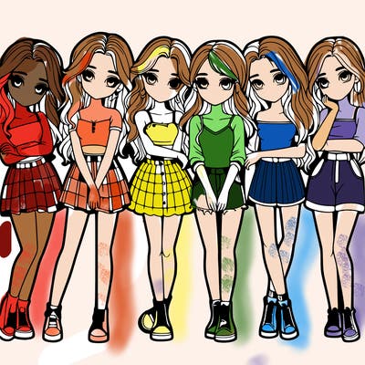 a group of girls realistic