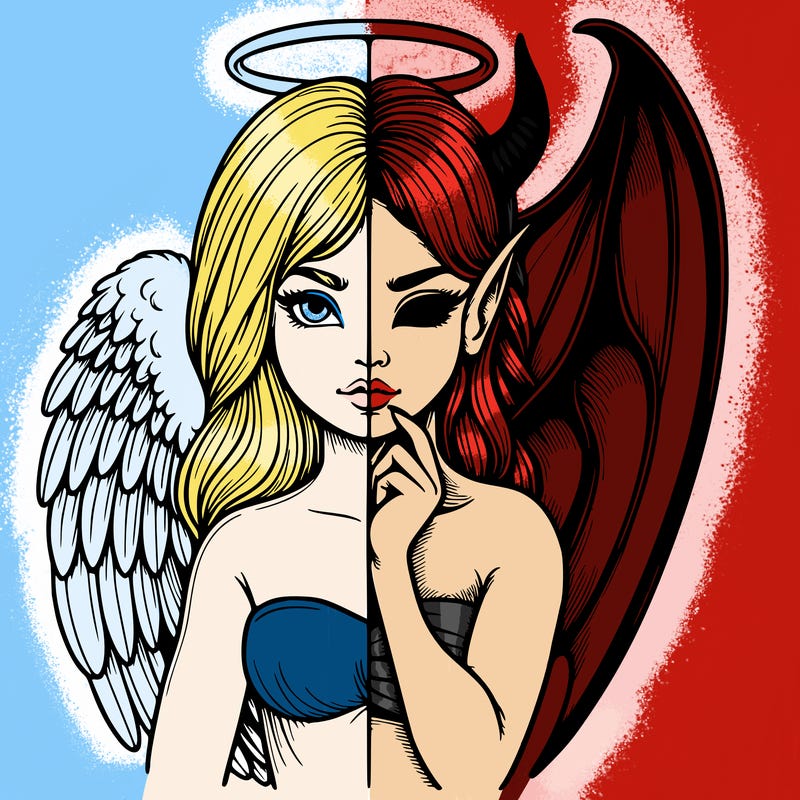 realistic angel half demon