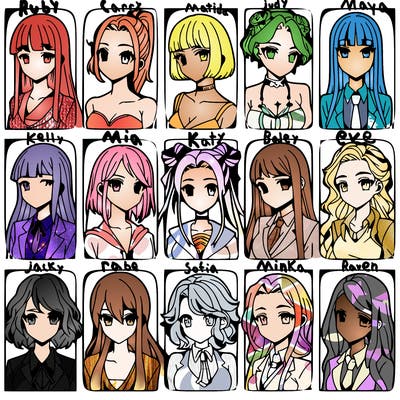 girls that look diffrent anime