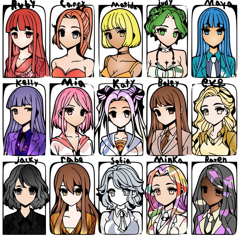 girls that look diffrent anime