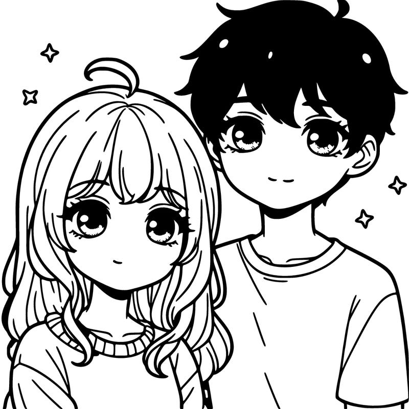 cute anime with freckles couple