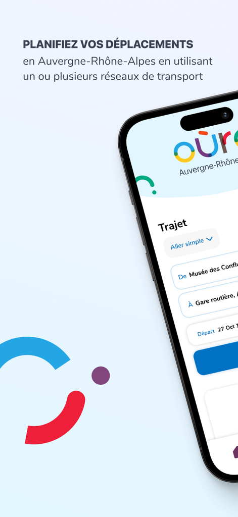 Oùra - Oura app route planning screen for Auvergne-Rhone-Alpes region