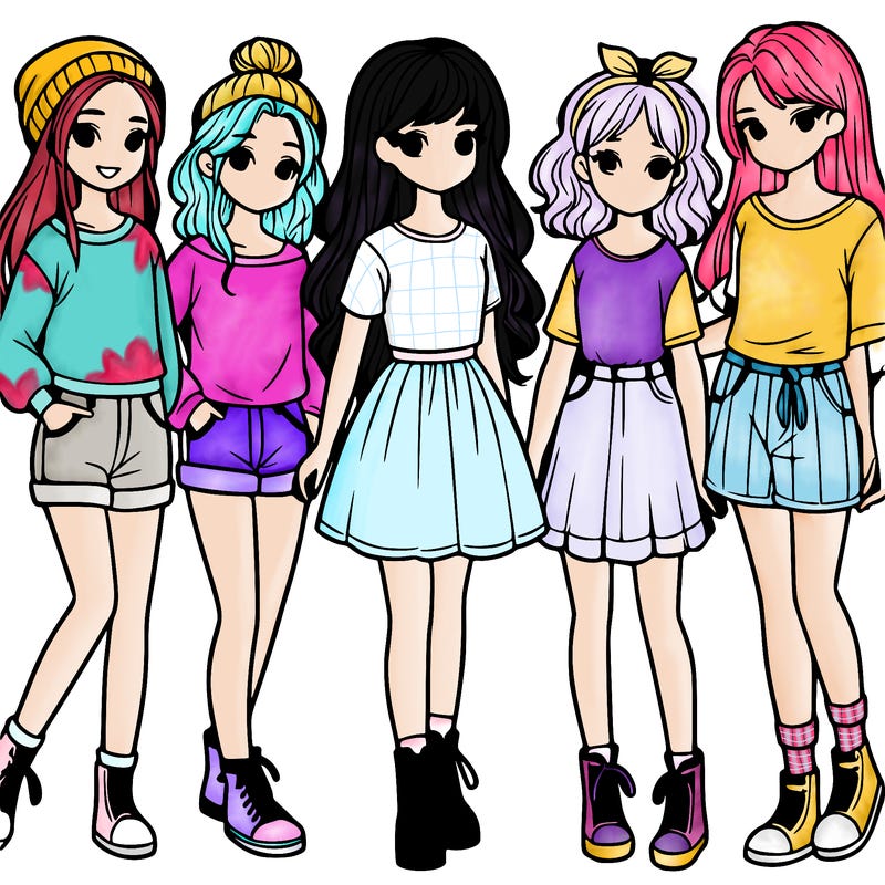 a group of five girls