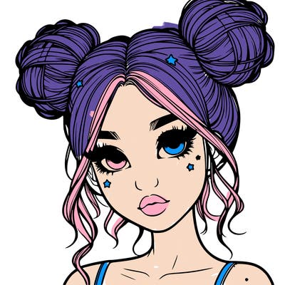 realistic girl with space buns