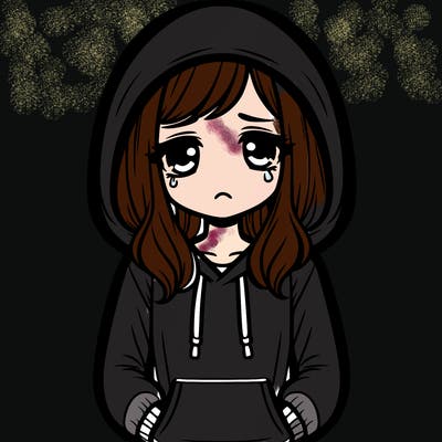 sad girl with a hoodie