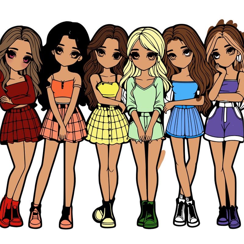 a group of girls realistic