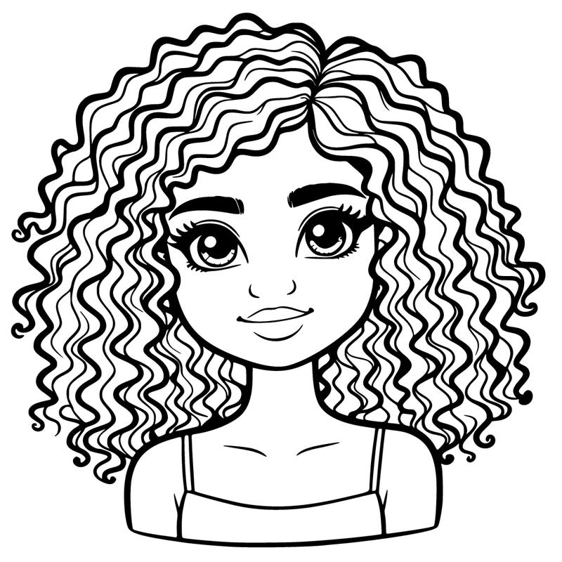 realistic girl with curly hair