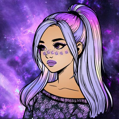 realistic girl with a high ponytail