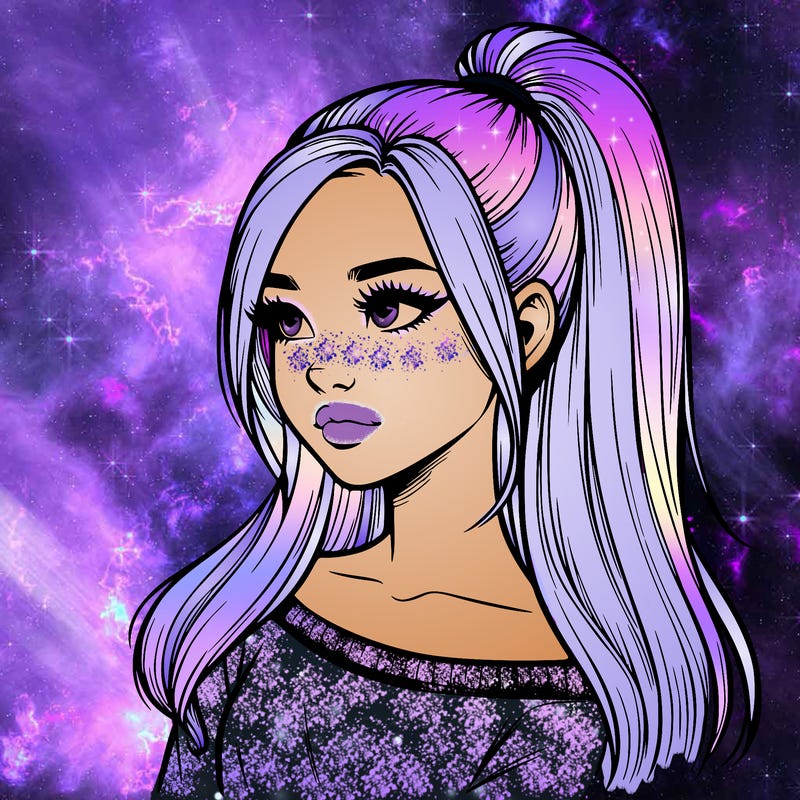 realistic girl with a high ponytail