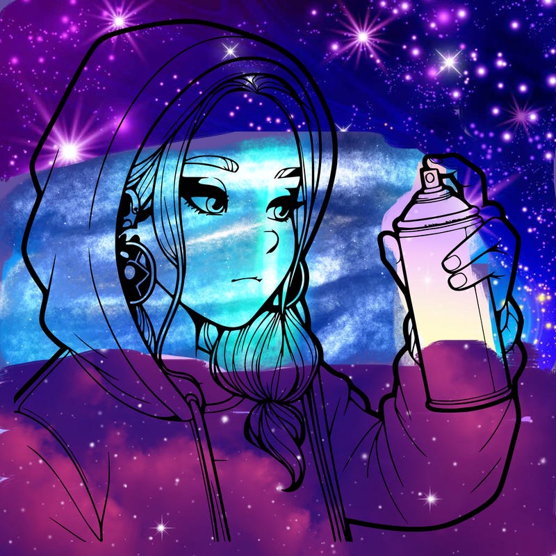 a realistic girl, spray painting