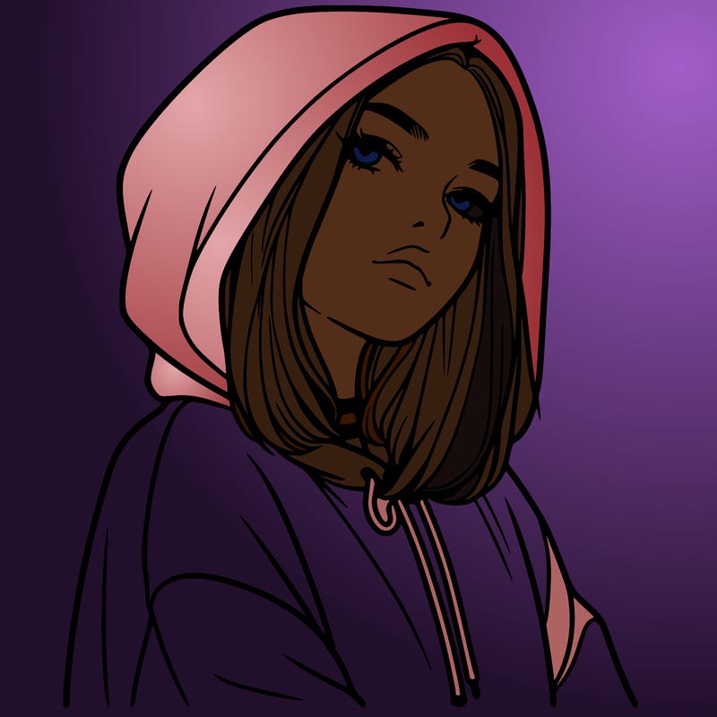 a realistic girl in a hoodie