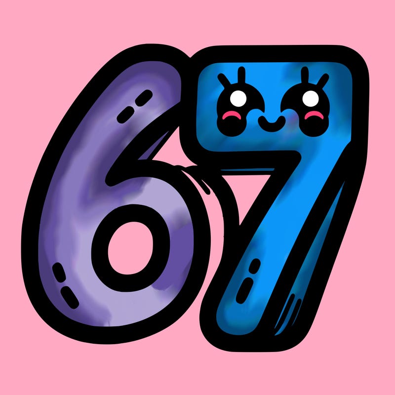 the numbers 67