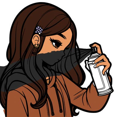 a realistic girl spray painting