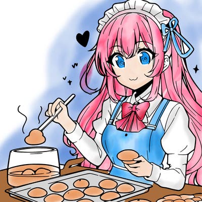 anime girl making cookies
