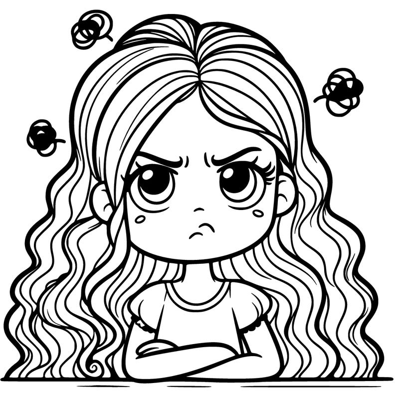 annoyed girl with long curly hair