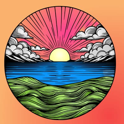 realistic sunset