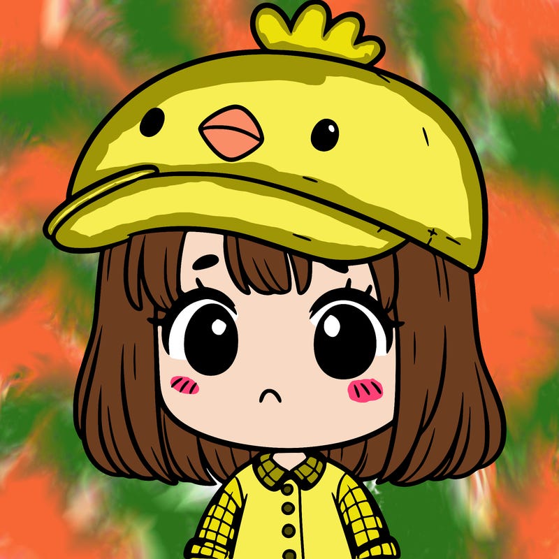 cute girl with chicken hat