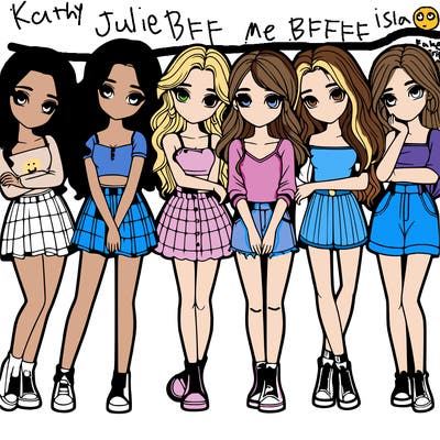 a group of girls realistic