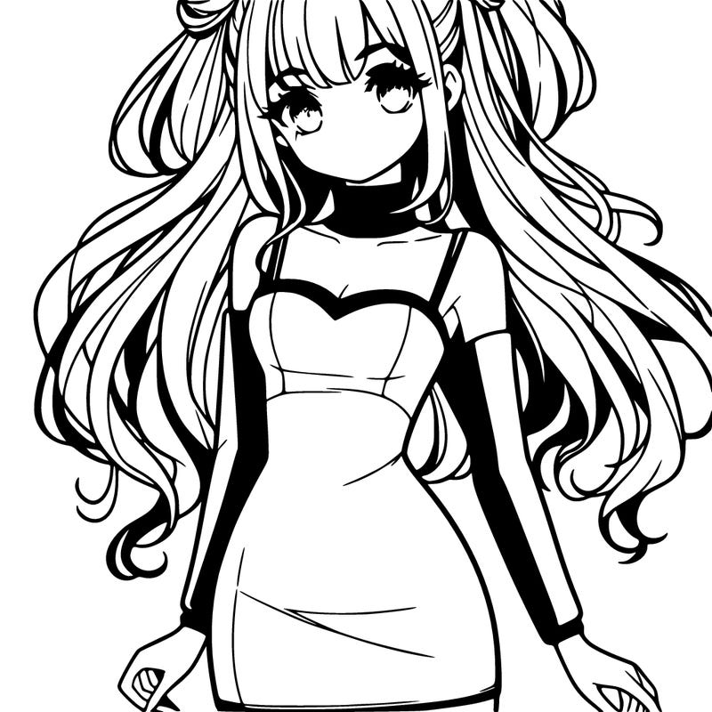 manga girl with bodycon dress