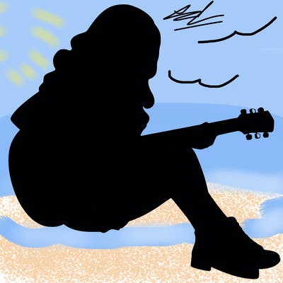 realistic woman play guitar