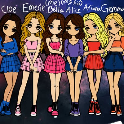 a group of girls realistic