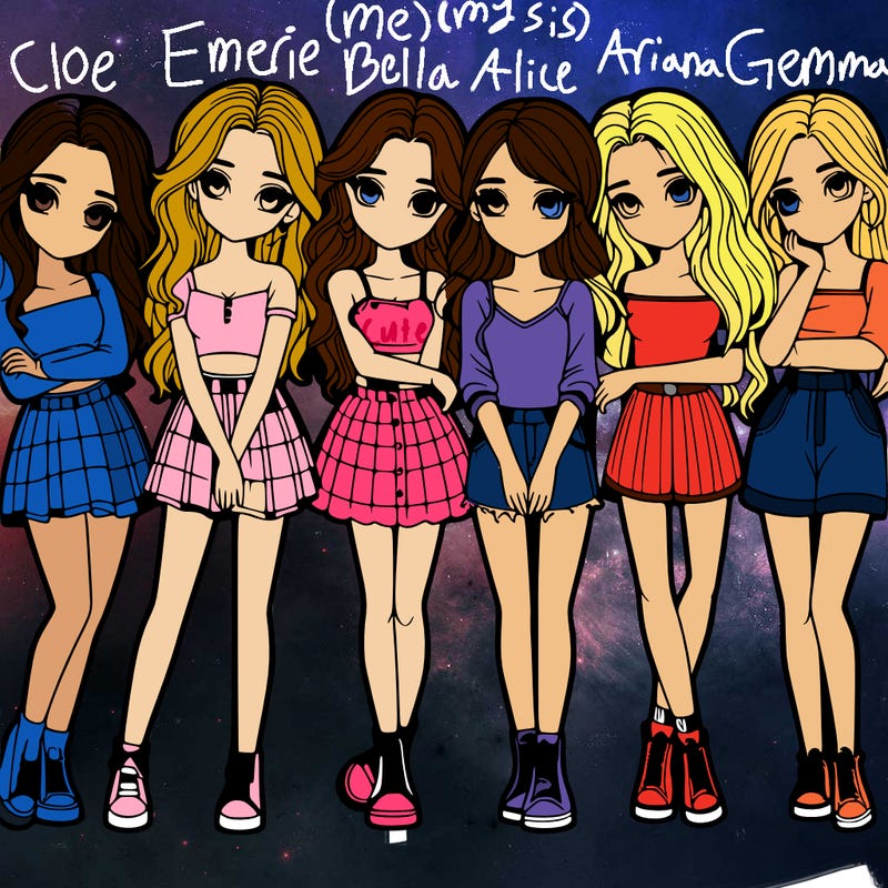 a group of girls realistic