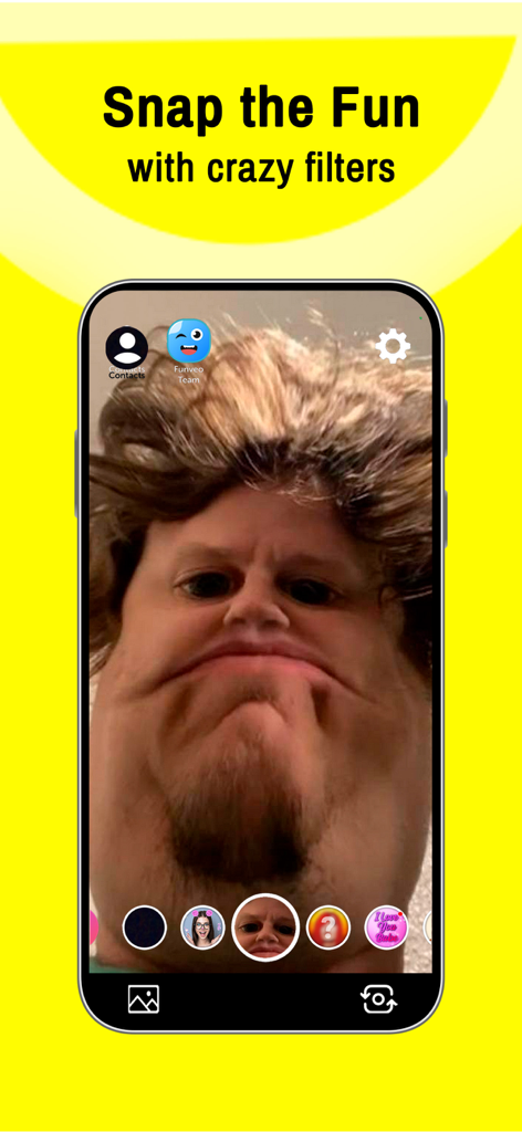 Funveo: Funny Face Swap Filter - A funny distorted face filter on the Funveo app interface