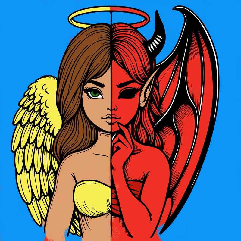 realistic angel half demon