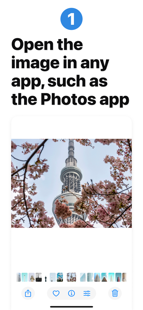 Reverse Image Search: Eye Lens - Instruction to open an image in the Photos app to start reverse search