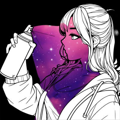 a realistic girl spray, painting