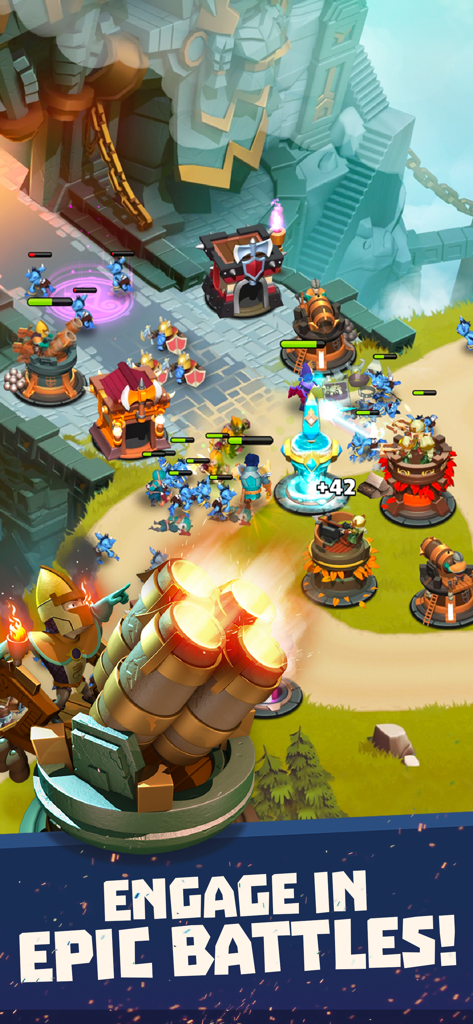 Castle Creeps TD - Action-packed gameplay of Castle Creeps TD showing towers and heroes defending a kingdom