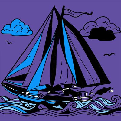 sailingboat in lineart