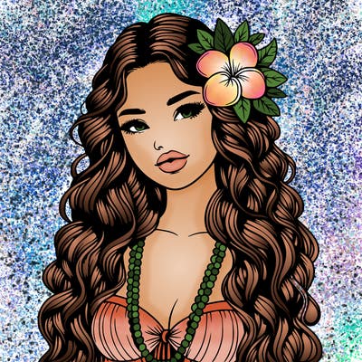 realistic beautiful hawaiian woman,long dress,haku lei, lips