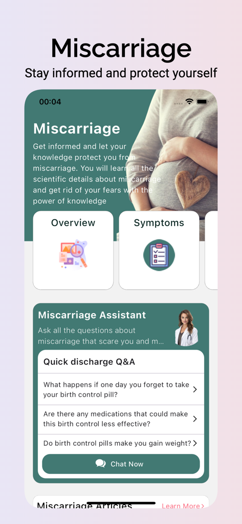 Count the Kicks - Kick Counter - Educational interface for miscarriage information and support in the Mia pregnancy app